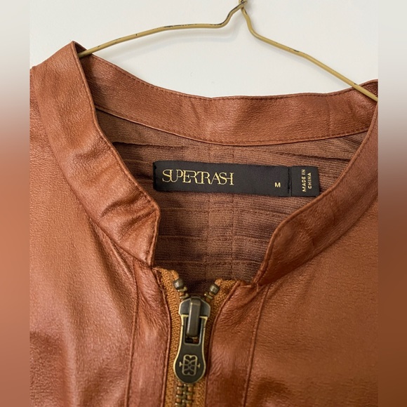 Cognac faux leather peplum jacket - Picture 3 of 3